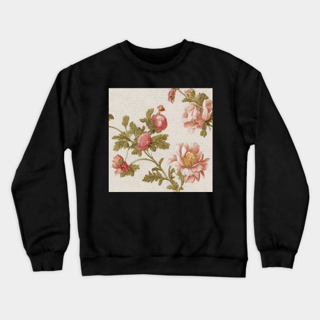 Vintage Peach and Pink Romantic Floral Crewneck Sweatshirt by VintageFlorals